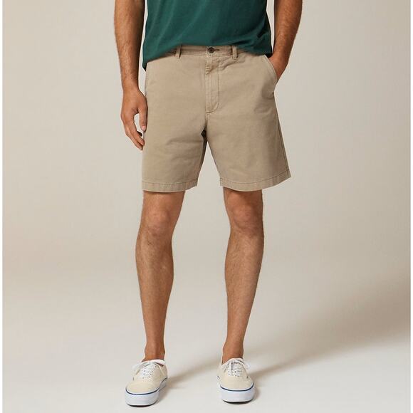 J.Crew 8" Classic Fit Chino Short Men 40 Dusty Khaki Cotton Twill Zip Fly Pocket - Picture 1 of 9